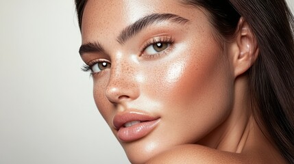 Naklejka premium Beautiful Woman with Perfect Skin and Makeup