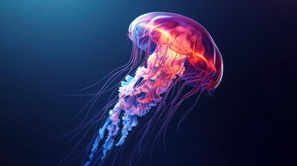 Vibrant Jellyfish in Blue Water