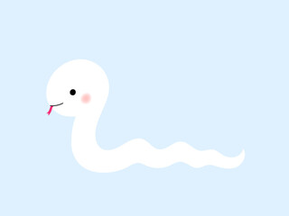 可愛い白へび　年賀状素材　2025
