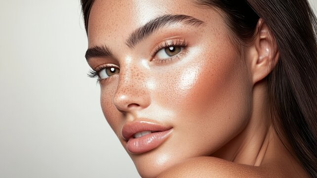 Beautiful Woman with Perfect Skin and Makeup