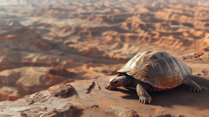 Obraz premium Tortoise on a Rocky Desert Landscape