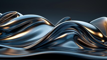 Wallpaper This abstract image features smooth, flowing waves of liquid metal, creating an elegant and modern design