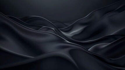 Obraz premium Wallpaper Black satin fabric forming elegant waves, perfect for a luxurious background