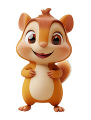Cute Cartoon Chipmunk Illustration on Transparent Background for Design Elements and Overlays