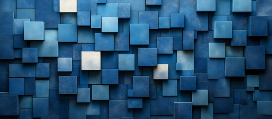 Abstract Blue Square Pattern Background.