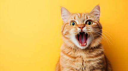 Obraz premium Surprised ginger cat with open mouth.