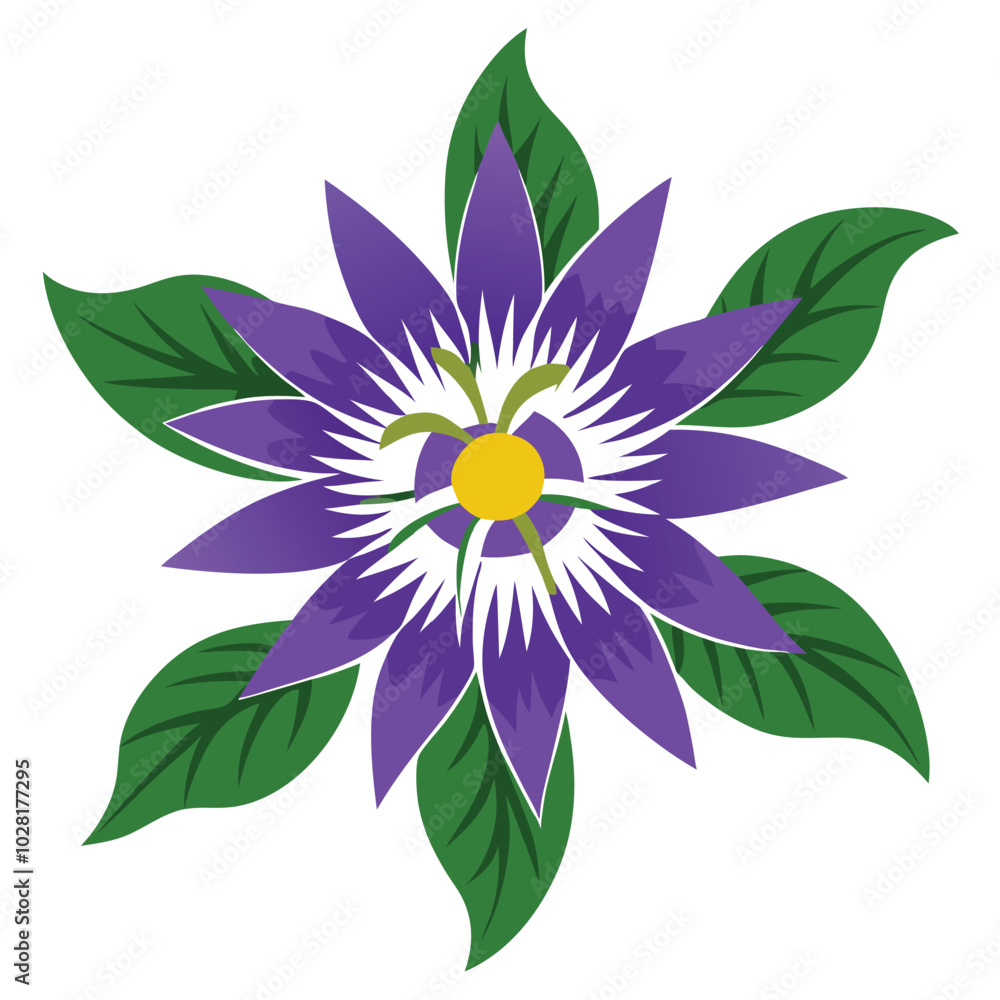 Wall mural Detailed Passionflower Line Art Illustration.