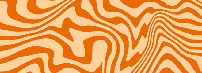 Fototapeta premium Retro caramel liquid texture. Tasty salted caramel dessert background. Wavy swirl candy pattern for poster, cover, banner, pamphlet, flyer. Nice nougat hippie wallpaper in 60s or 70s style. Vector