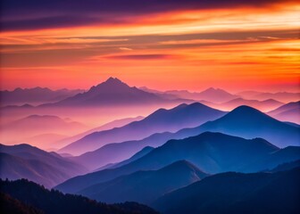 Fototapeta premium Stunning Horizontal Abstract Mountain Silhouettes at Dusk - Perfect for Nature, Landscape, and Minimalist Art Lovers
