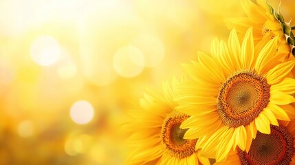 Obraz premium Golden Sunflowers in a Field of Warm Light