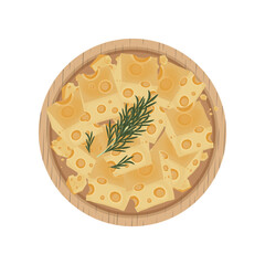 Vector Illustration Logo Clipart Top View Cheese Cubes Emmental Cheese