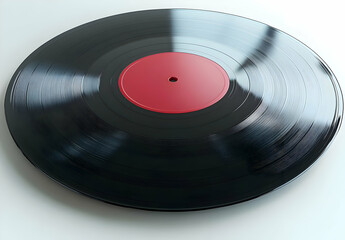 Black Vinyl Record with Red Label.