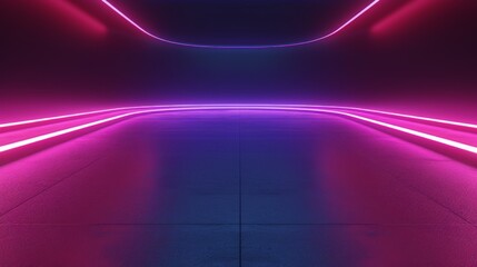 Wallpaper An empty futuristic hallway is illuminated with glowing blue and pink neon lights