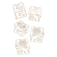 Vector Illustration Logo Line art Cheese Cubes Emmental Cheese