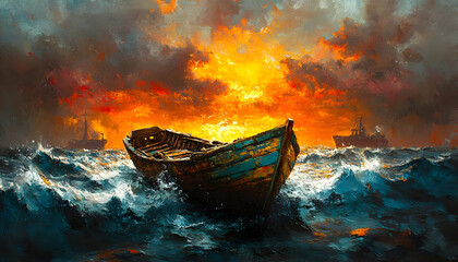 Fototapeta premium Sunset Storm at Sea.