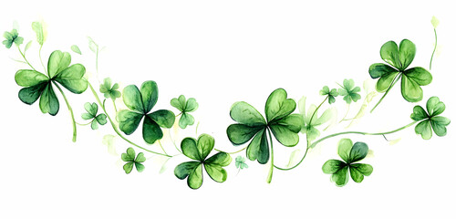 Watercolor Clover Border.