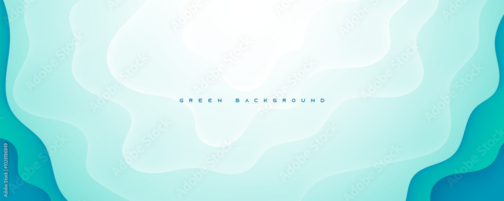 Wall mural Green abstract background wavy shape design vector