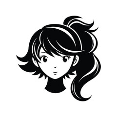 girl head and hair silhouette art