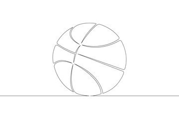 Basketball ball. Game sports equipment. One continuous drawing line  logo single hand drawn art doodle isolated minimal illustration.