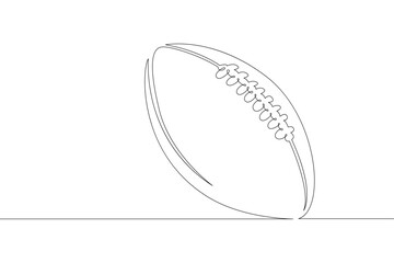 American football ball. Game sports equipment. One continuous drawing line  logo single hand drawn art doodle isolated minimal illustration.