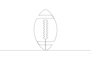 American football ball. Game sports equipment. One continuous drawing line  logo single hand drawn art doodle isolated minimal illustration.