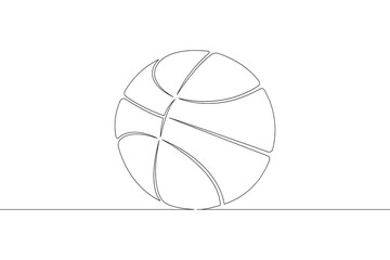 Basketball ball. Game sports equipment. One continuous drawing line  logo single hand drawn art doodle isolated minimal illustration.