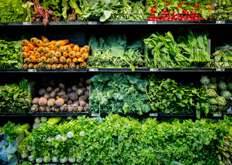 greens and vegetables on the market