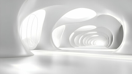 Abstract White Futuristic Hallway.