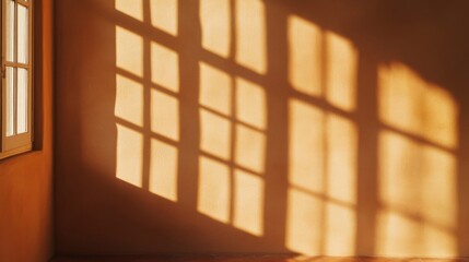 Window Shadow Cast on Tan Wall