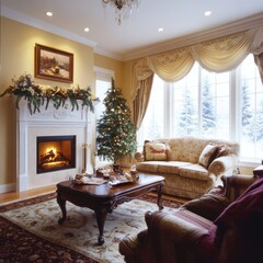 Cozy traditional living room with classic furniture