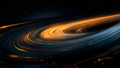 Abstract Circular Light Trails in Space.