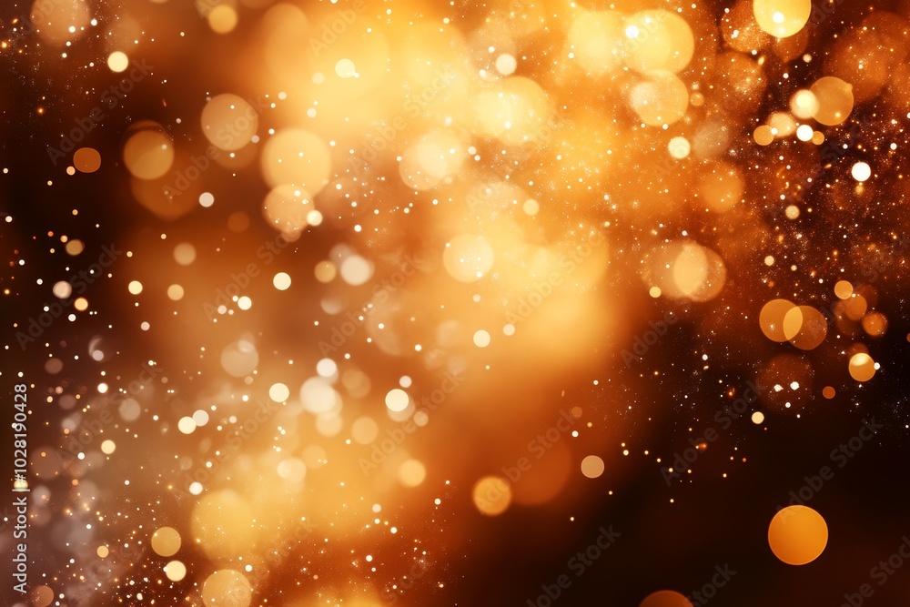 Poster a mesmerizing abstract background with warm golden lights and twinkling particles, creating a magica