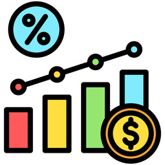 Compound Interest lineal multi color icon, use for business, finance, education theme. best for modern concept, UI or UX kit, web and app development