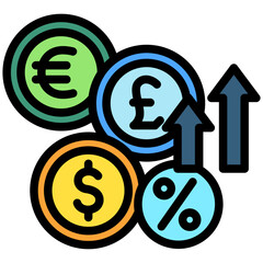 Inflation Rate lineal multi color icon, use for business, finance, education theme. best for modern concept, UI or UX kit, web and app development