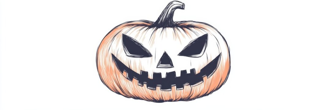 recommend clip art: A simple, hand-drawn illustration of a grinning jack-o-lantern pumpkin, perfect for Halloween decorations, cards, and social media. This cheerful pumpkin embodies the spirit of the holiday with its fr