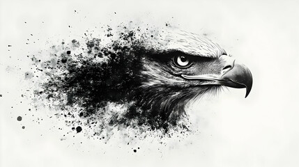 Eagle Head in Black and White Abstract.
