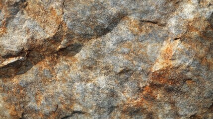Close-up of rough, weathered, brown and gray rock surface