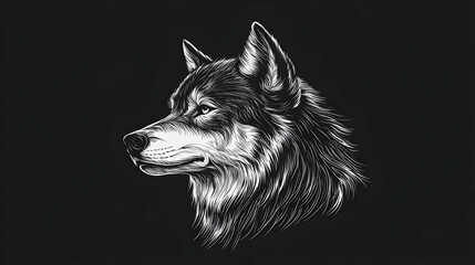 Naklejka premium Wolf Portrait in Black and White.
