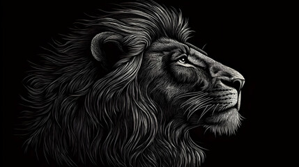 Fototapeta premium Majestic Lion Profile in Black and White.