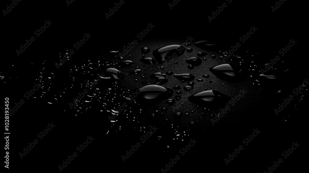 Aufkleber abstract macro photograph of water droplets scattered on a black surface, capturing the interplay of
