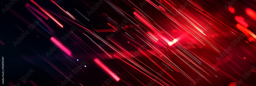 Poster abstract digital artwork featuring a vibrant red and black color scheme with lines symbolizing speed