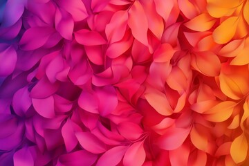 Fototapeta premium Vibrant, abstract digital artwork featuring a gradient of pink, orange, and yellow hues, symbolizing a tropical sunset, leaves, nature, and a summer vibe.