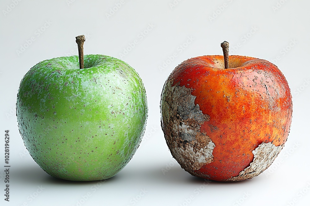 Wall mural Two apples, one green and one red, are shown side by side