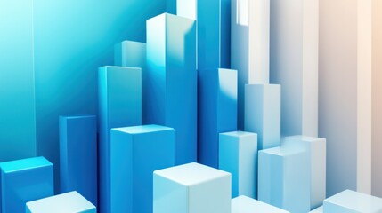 Obraz premium Abstract 3D Blue and White Geometric Shapes