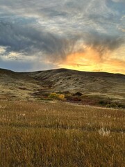 sunset over the hills