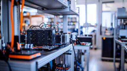 An advanced research lab focusing on electric vehicle battery technologies and innovations.