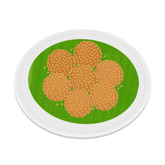 Vector Illustration Logo Clipart Traditional food Jian Dui Banh Cam Onde-onde Sesame balls 