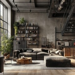 Industrial-style living room decor
