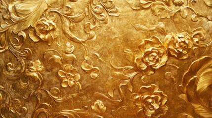 Golden Floral Embossed Pattern