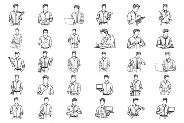 Bundle Line Art Elegant Entrepreneur Men Casual Style Art elegance with casual Illustration Hand Drawn Clipart